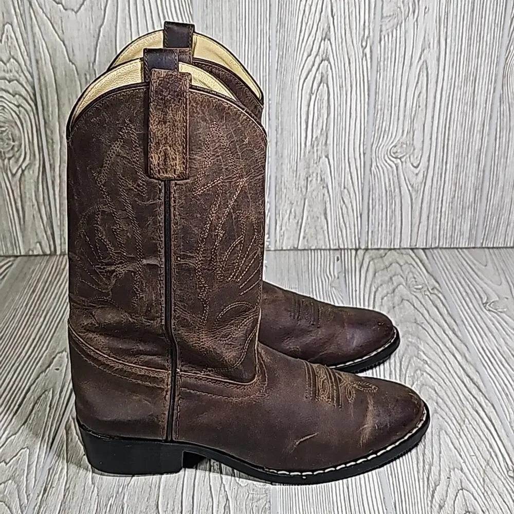 Masterson Boot Co. Brown Western Leather Cowboy Boots Style  RB2000Y Kids Sz 4D